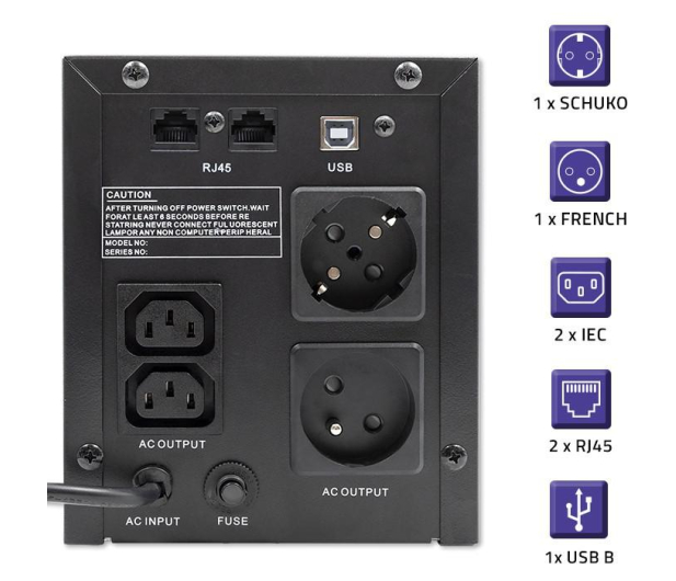 Qoltec UPS Line Interactive | Monolith | 2000VA | 1200W - 1180153 - zdjęcie 4